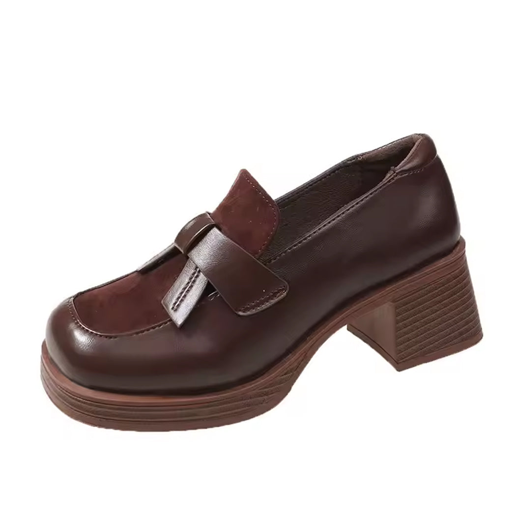 Brun loafer med platåsula och klack i vintagestil