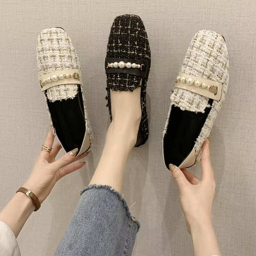 Eleganta loafers i tweed och pärlor, bild 2 av 5