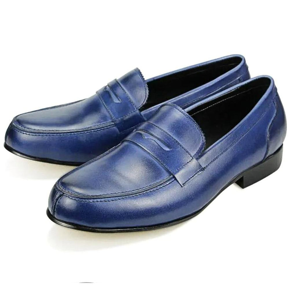 Blå loafers i äkta läder för herr