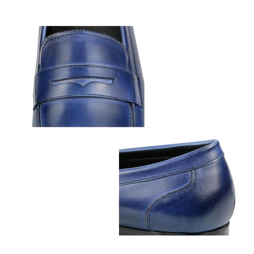 Blå loafers i äkta läder för herr