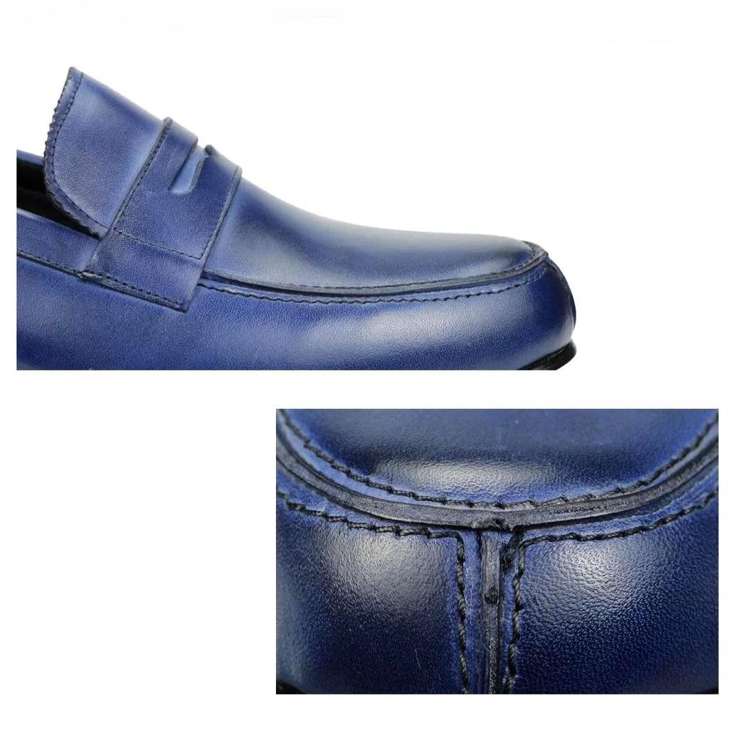 Blå loafers i äkta läder för herr
