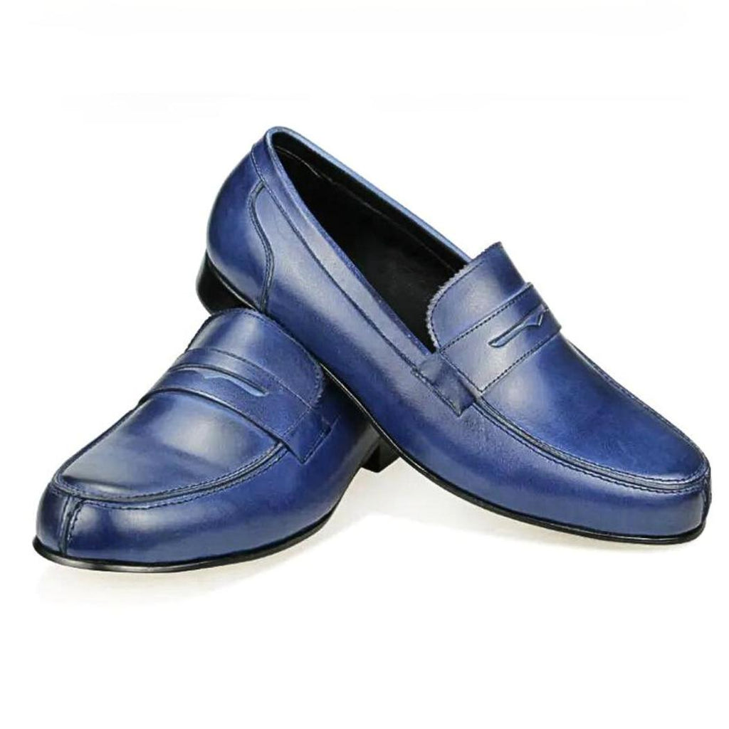 Blå loafers i äkta läder för herr
