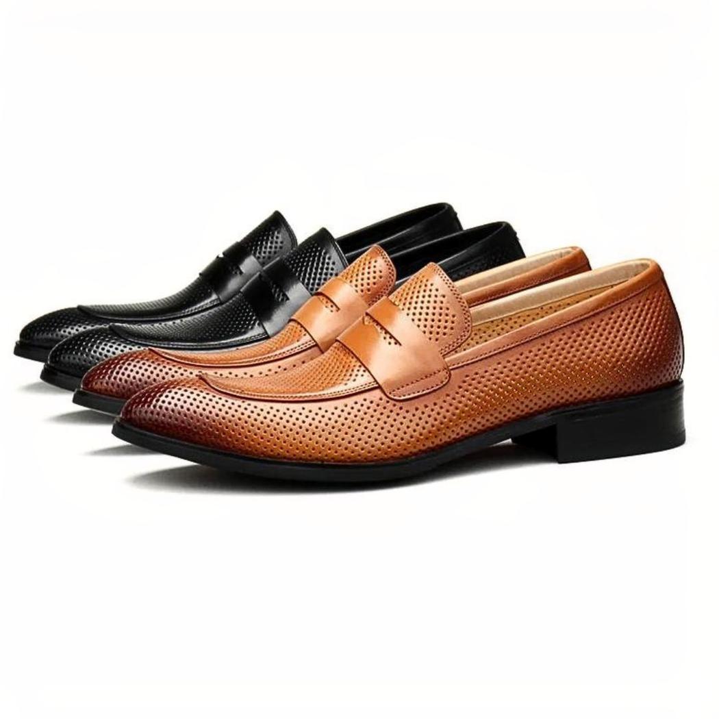 Loafers med spetsig tå i äkta läder för herr