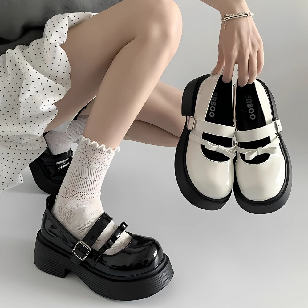 Chunky Mary Jane loafers med platåsula och dubbla remmar, bild 5 av 7