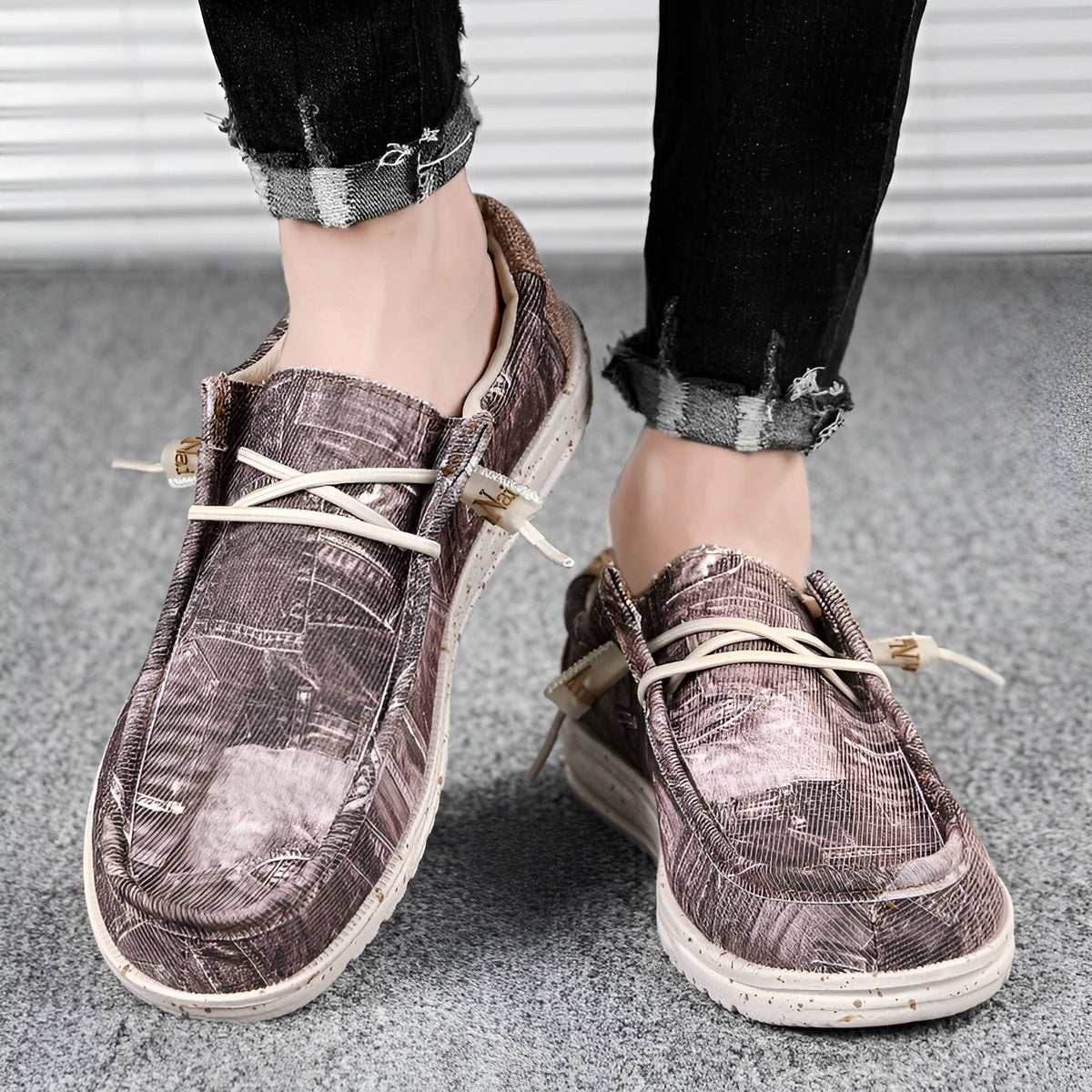 Loafers för herr med jeansmönster