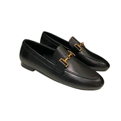 Loafers för dam i äkta läder, svart eller khaki, Svart