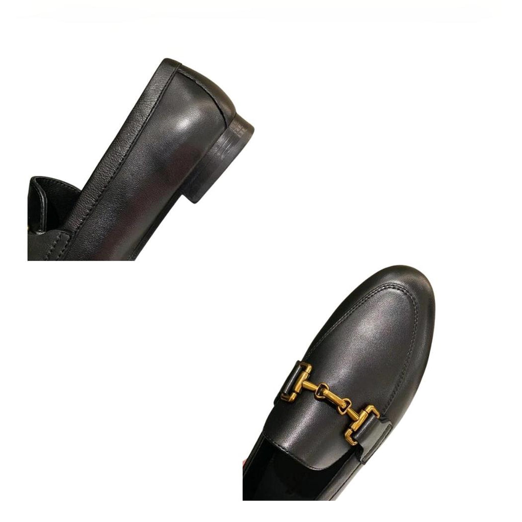 Loafers för dam i äkta läder, svart eller khaki