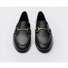 Tunna och lätta loafers i äkta läder, Svart