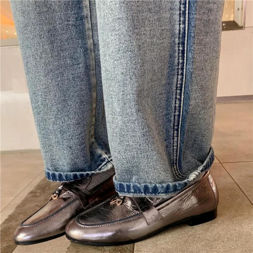 Silverfärgade tassel loafers för dam i äkta läder