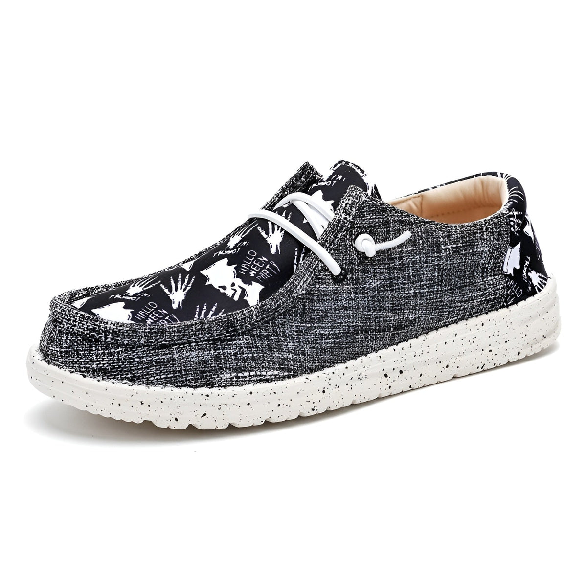 Loafers i tyg för herr med originella mönster