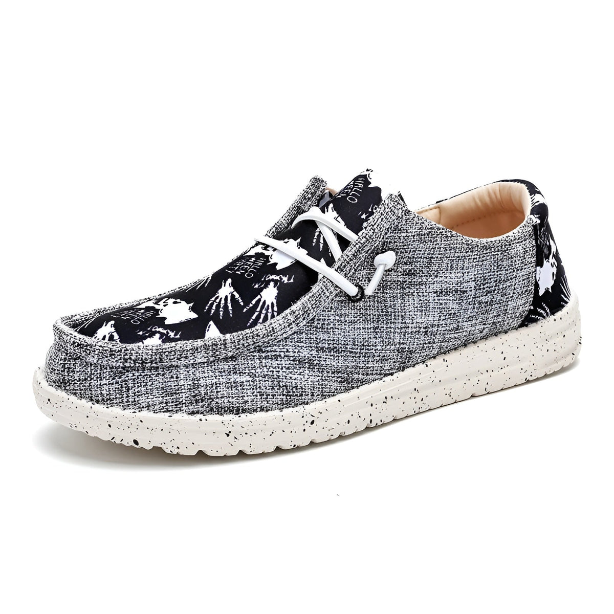 Loafers i tyg för herr med originella mönster