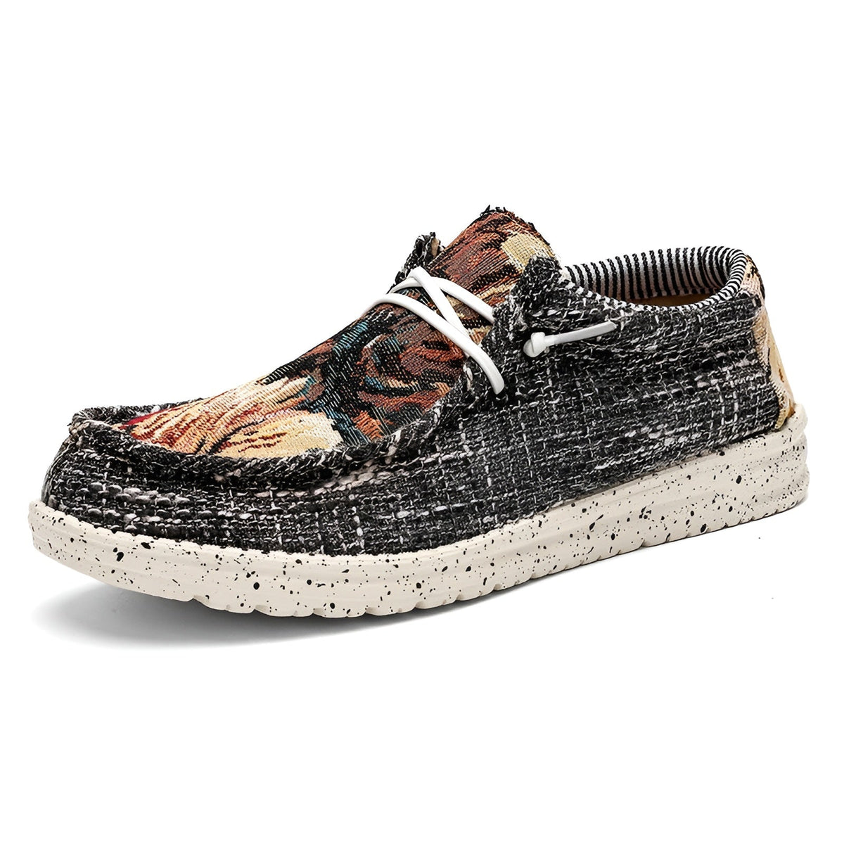 Loafers i tyg för herr med originella mönster