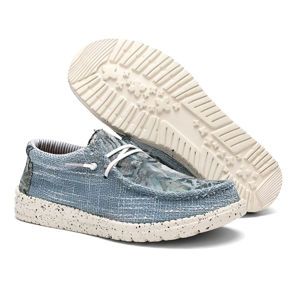 Loafers i tyg för herr med originella mönster