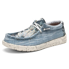 Loafers i tyg för herr med originella mönster, Blå