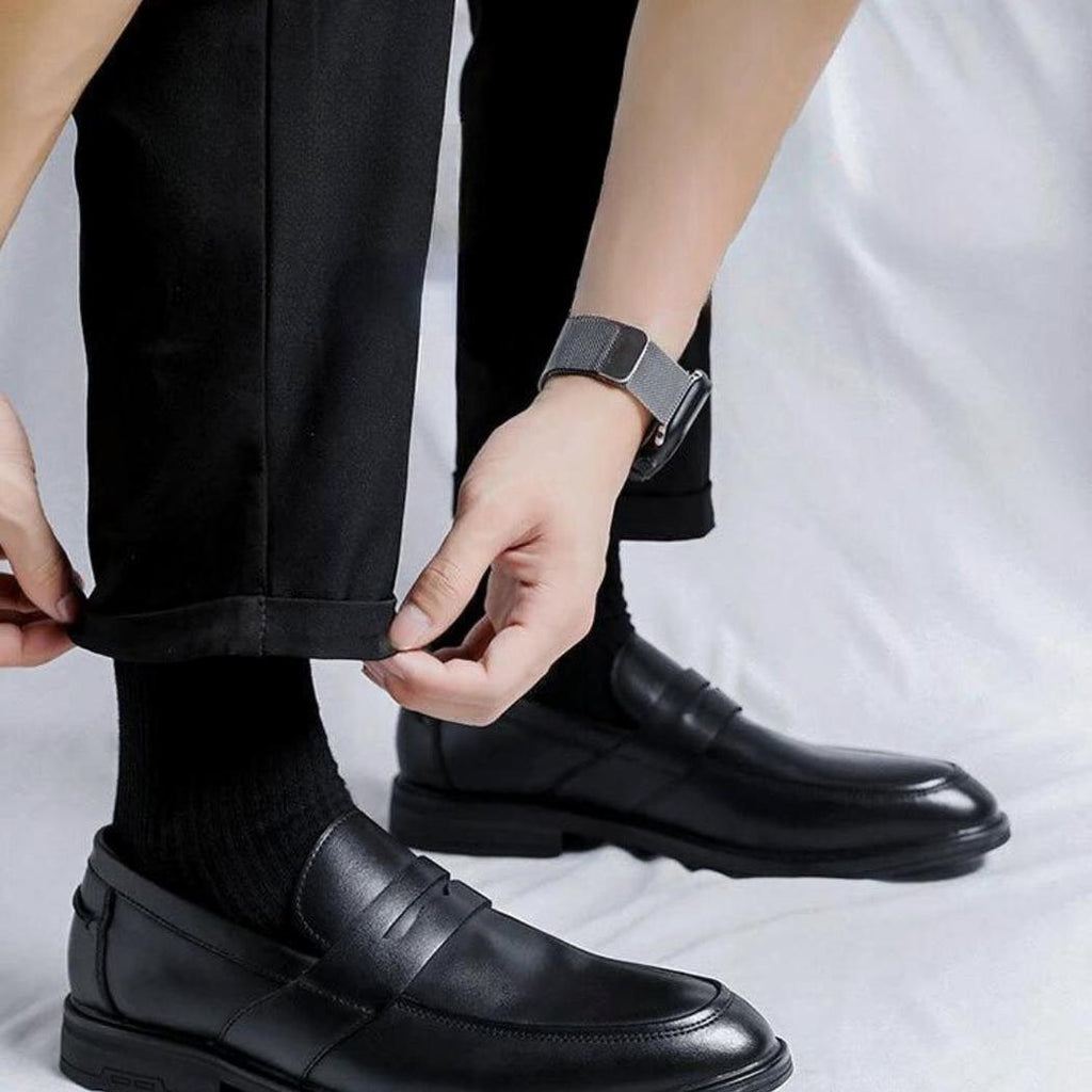 Klassiska svarta loafers för herr i syntetiskt läder