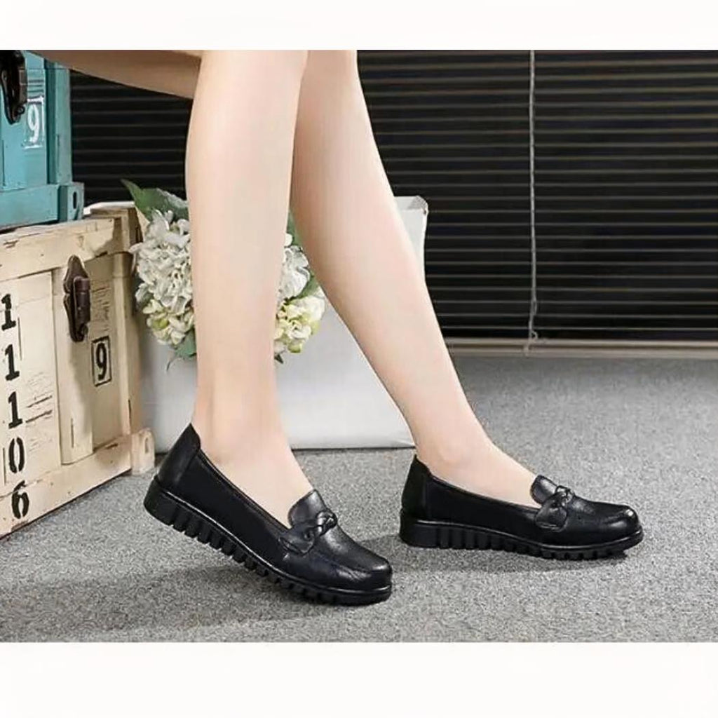 Svarta loafers i äkta läder för dam