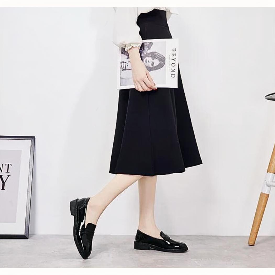Svarta loafers med fyrkantig klack i preppystil för dam
