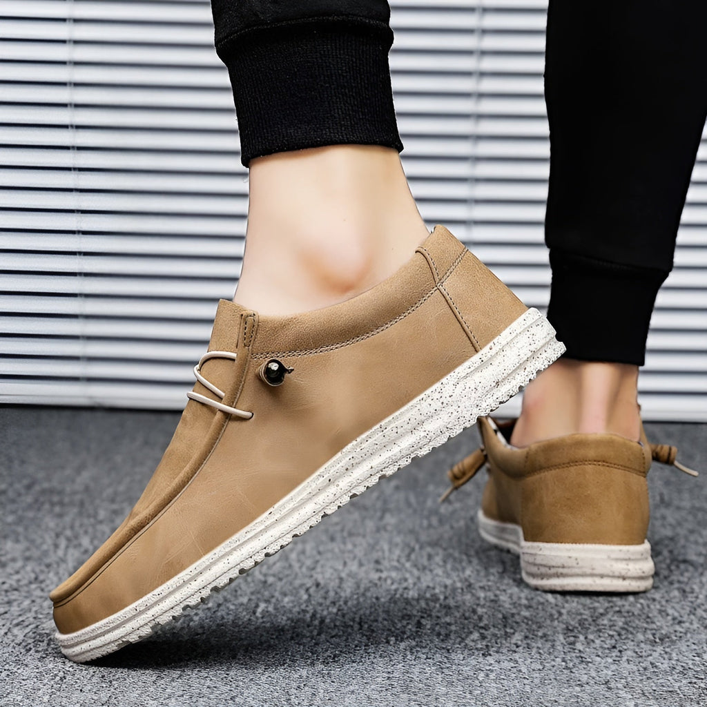 Bruna och blå loafers i syntetiskt läder för herr