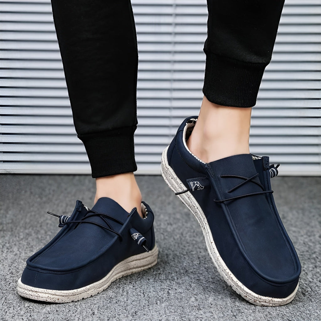 Bruna och blå loafers i syntetiskt läder för herr