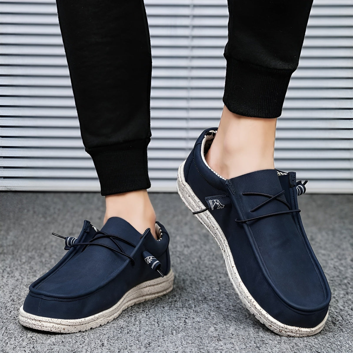 Bruna och blå loafers i syntetiskt läder för herr