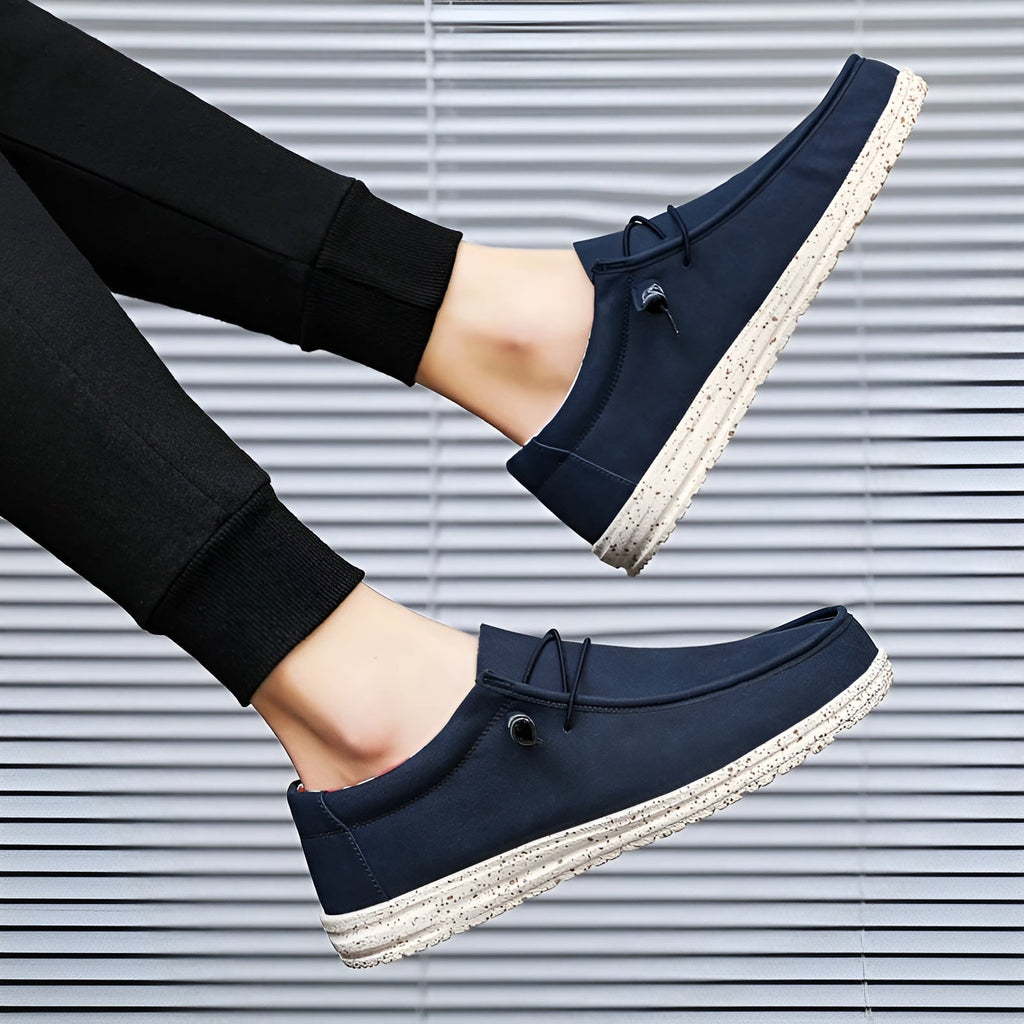 Bruna och blå loafers i syntetiskt läder för herr