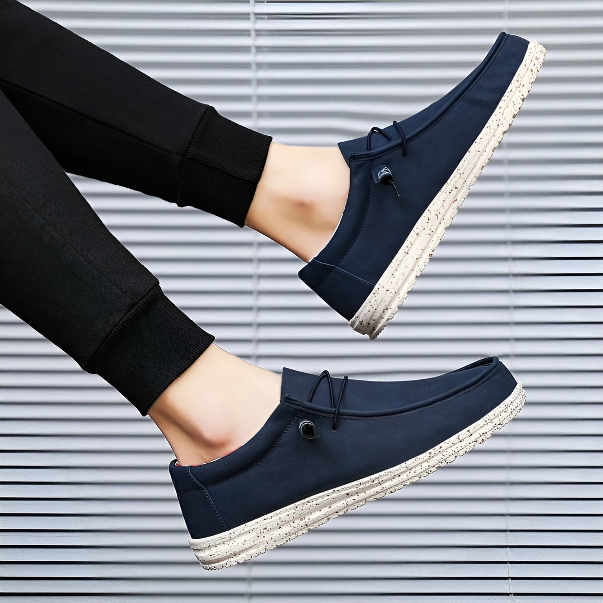 Bruna och blå loafers i syntetiskt läder för herr