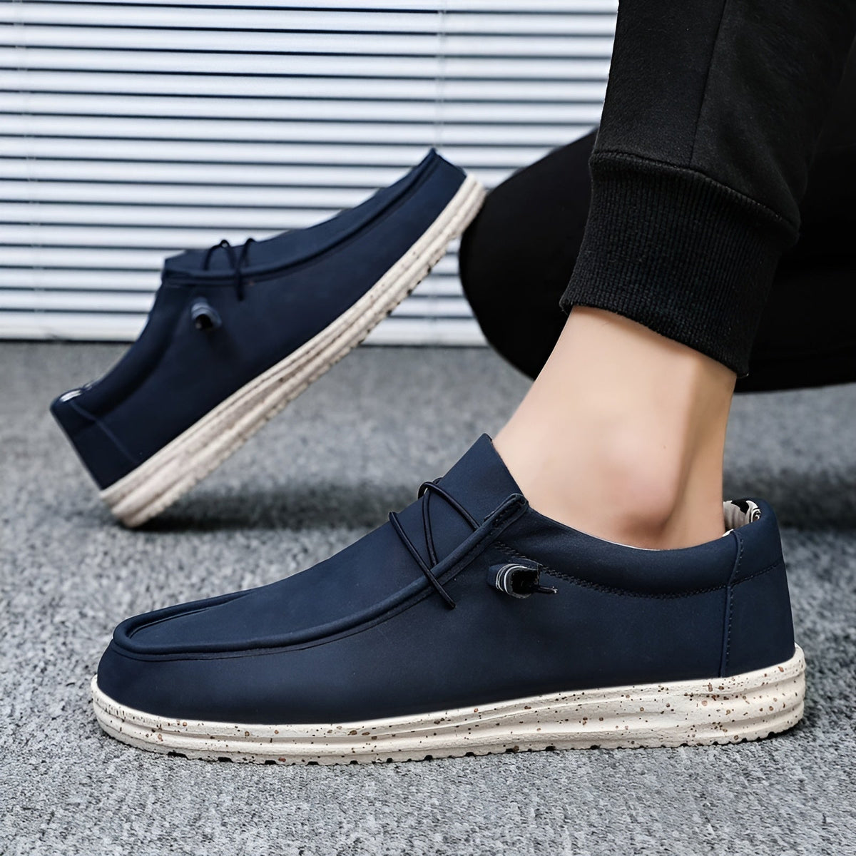 Bruna och blå loafers i syntetiskt läder för herr