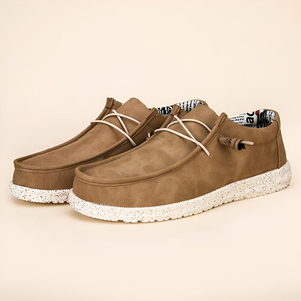 Bruna och blå loafers i syntetiskt läder för herr