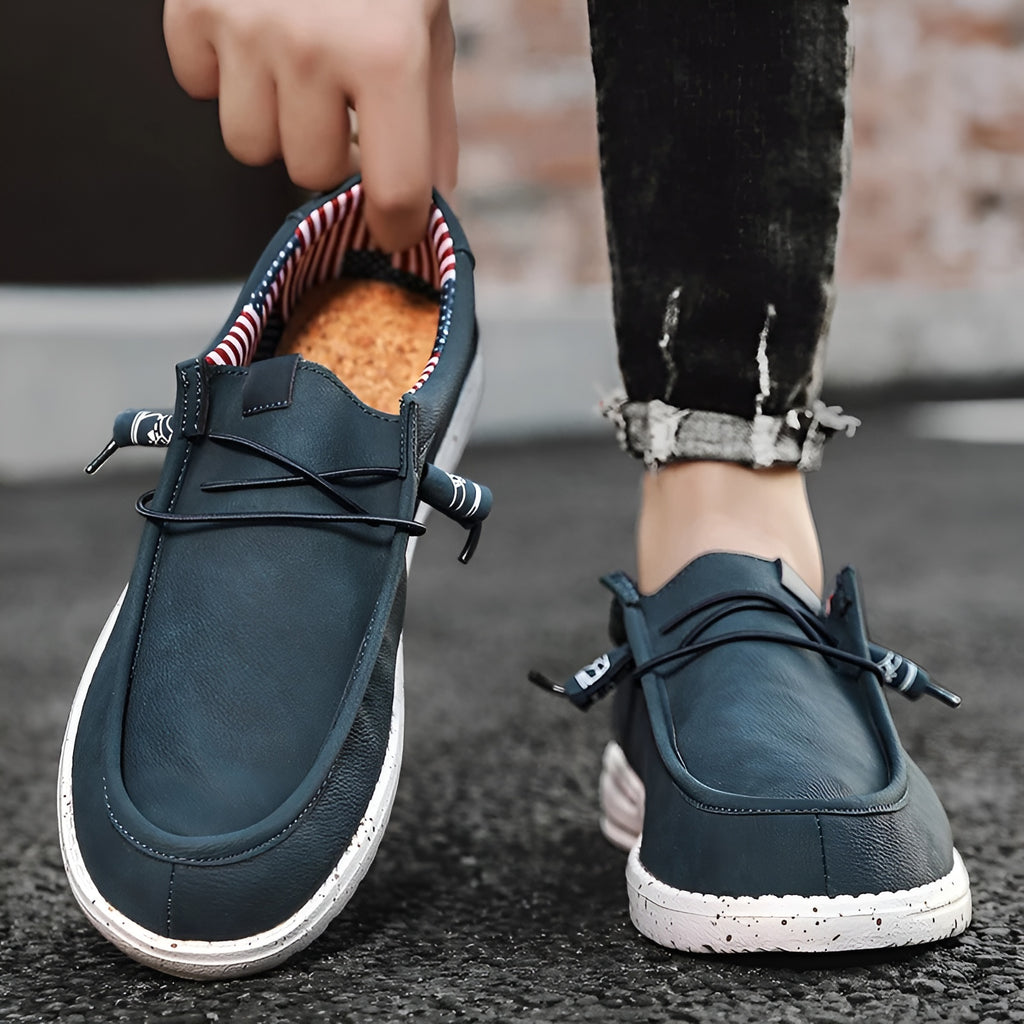 Amerikanska blå loafers i konstläder för herrar