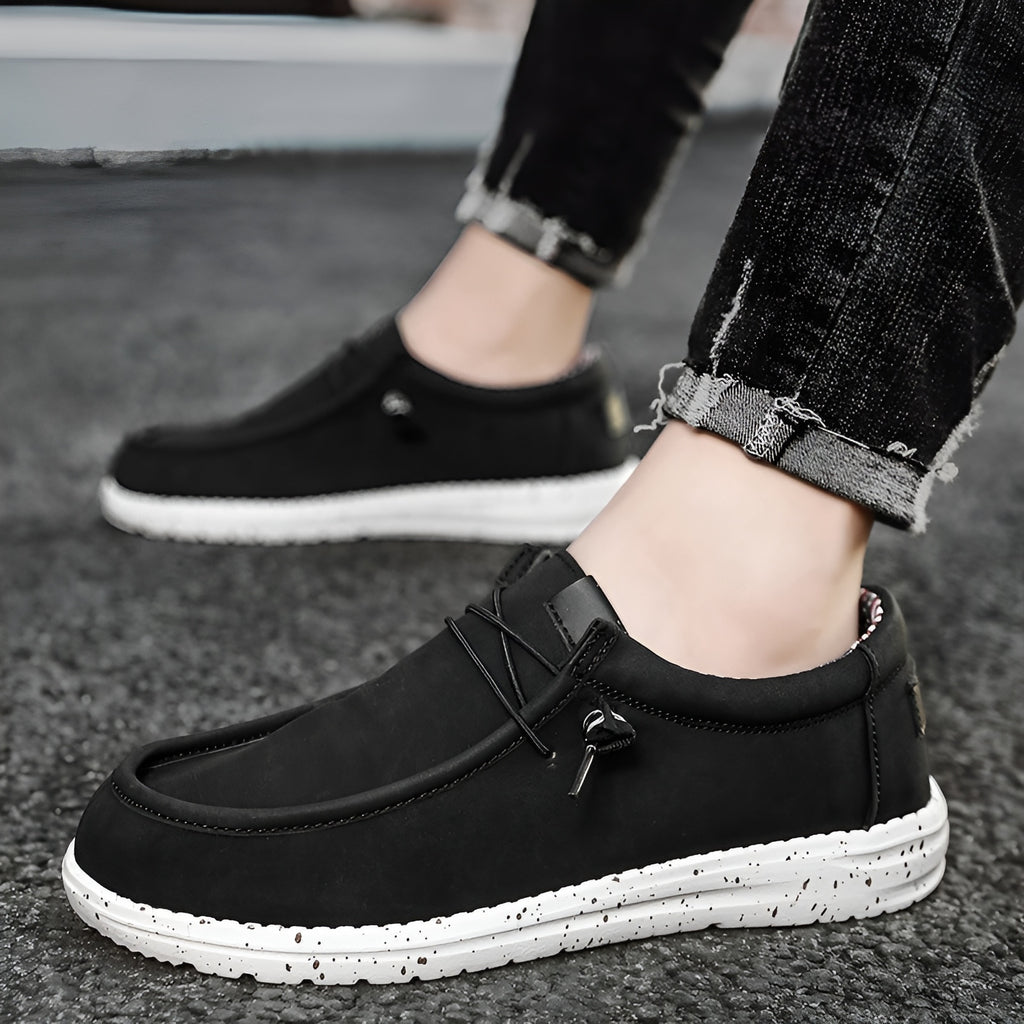 Amerikanska svarta loafers i konstläder för herrar