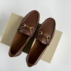 Mjuka loafers i äkta läder för dam, Brun
