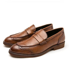 Glansiga loafers i äkta läder för herr, Brun