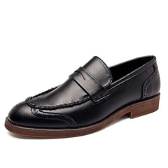 Glansiga loafers i äkta läder för herr, Svart