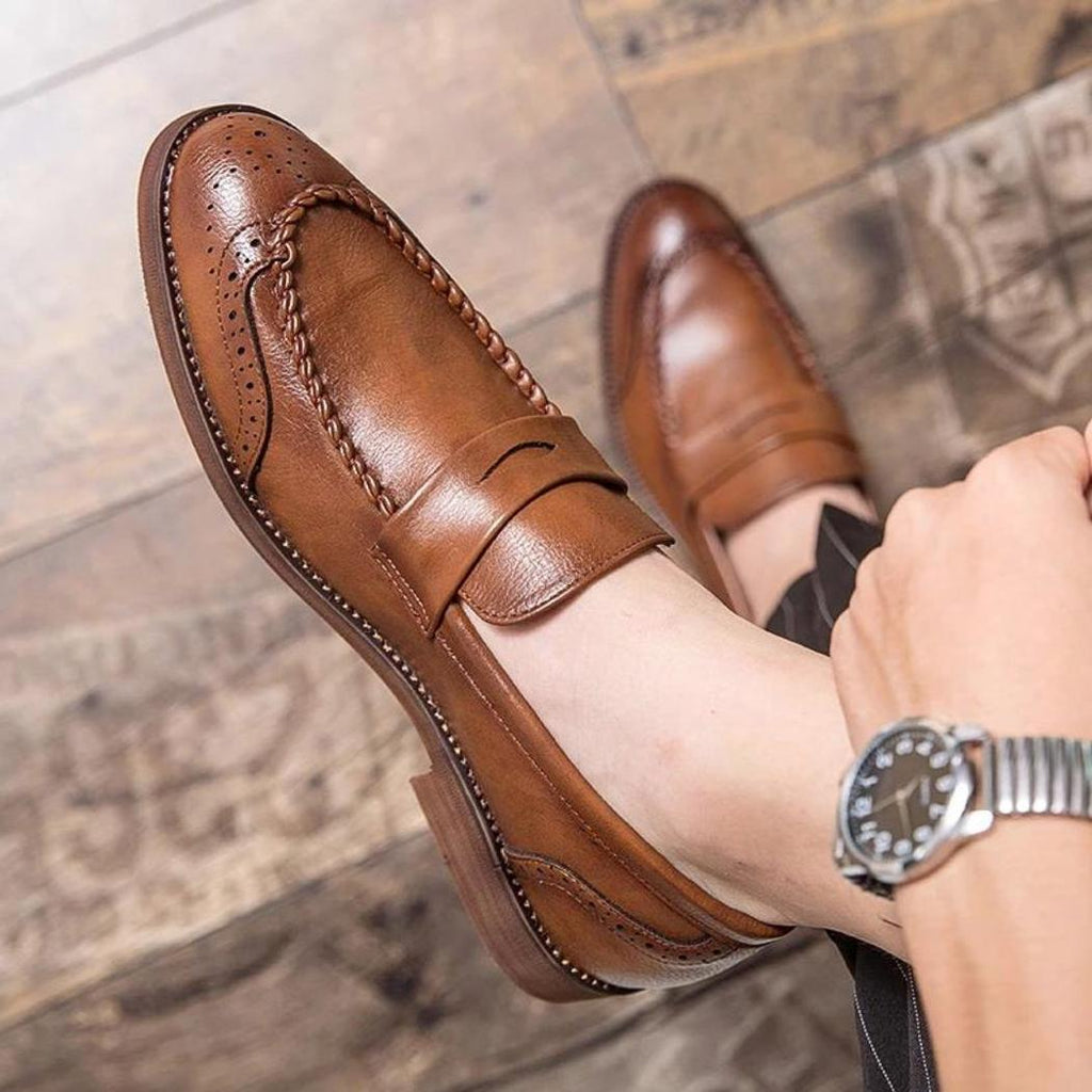 Glansiga loafers i äkta läder för herr