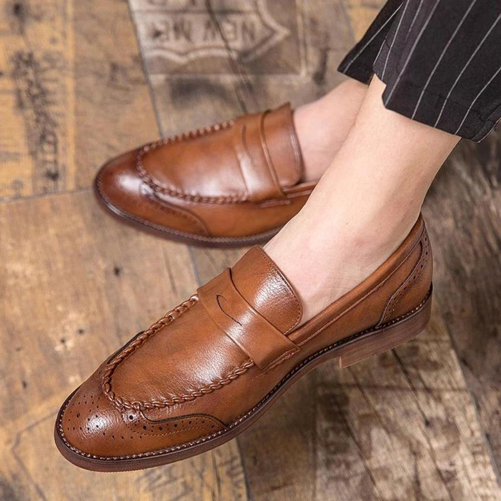 Glansiga loafers i äkta läder för herr