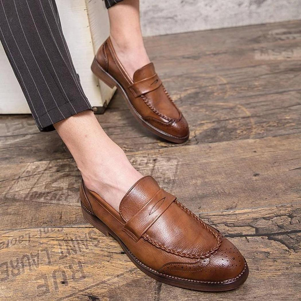 Glansiga loafers i äkta läder för herr