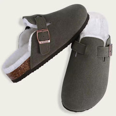 Fodrad mockasintoffel i mocka, Khaki