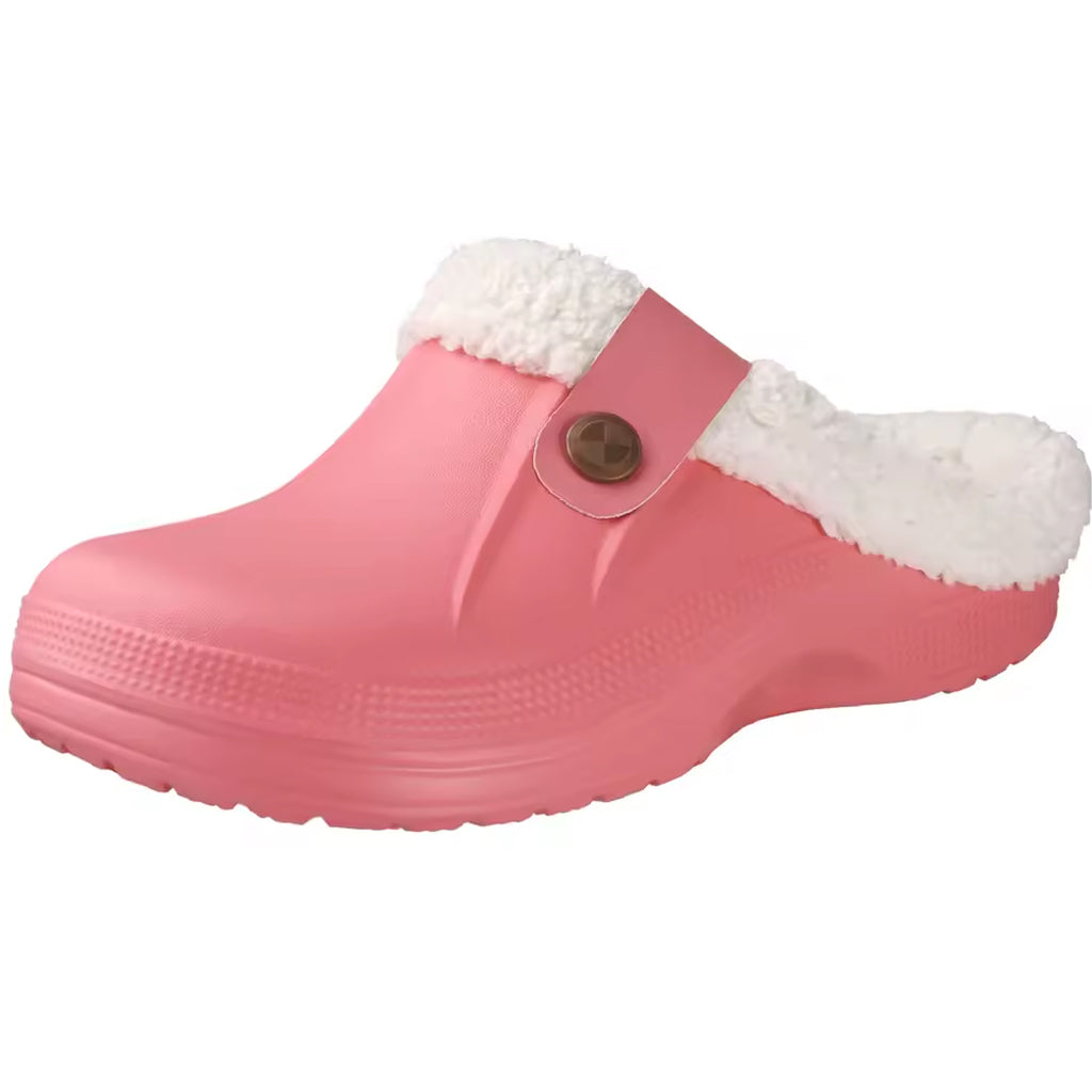 Fodrad rosa toffel-loafer i plast för dam