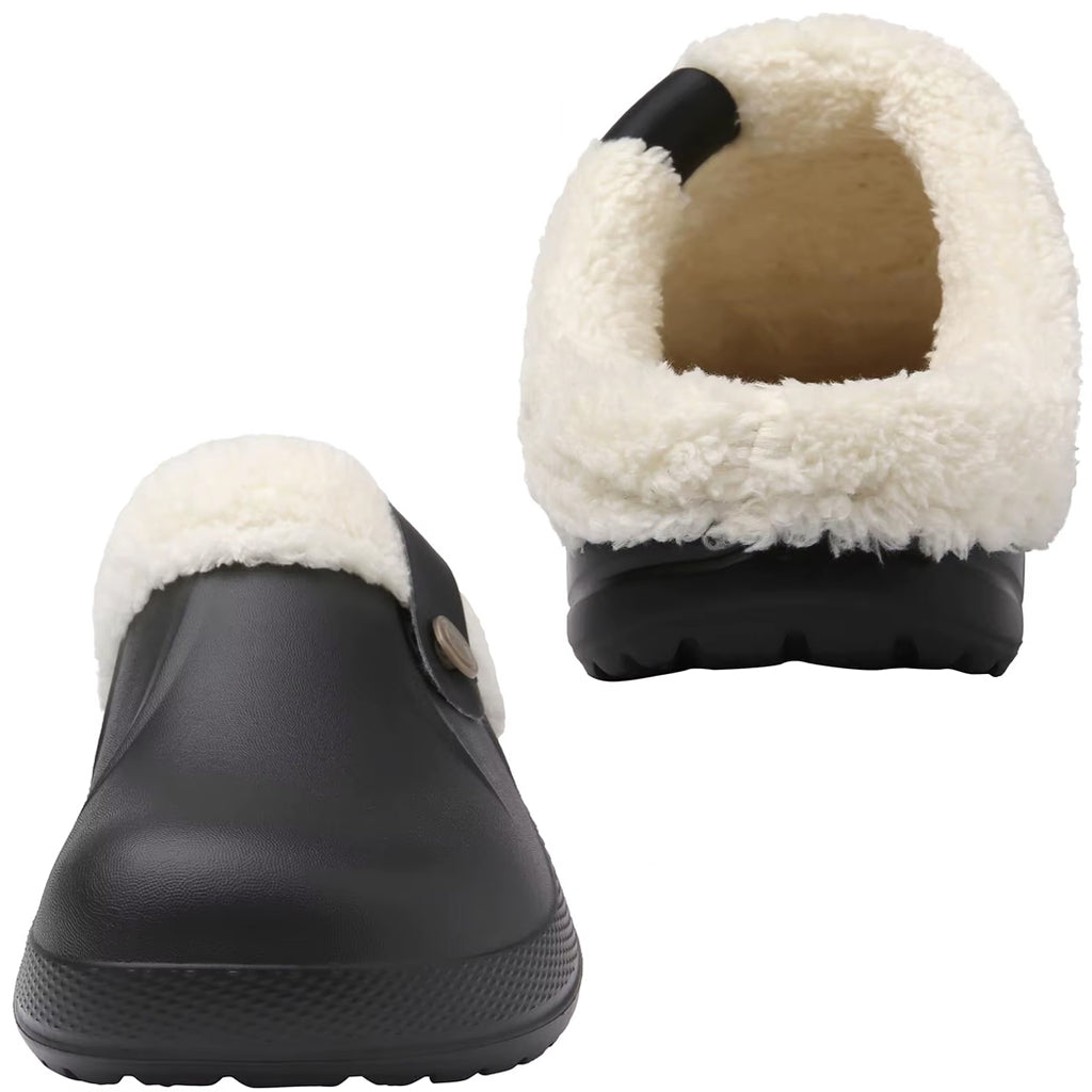 Fodrad svart toffel-loafer i plast för dam