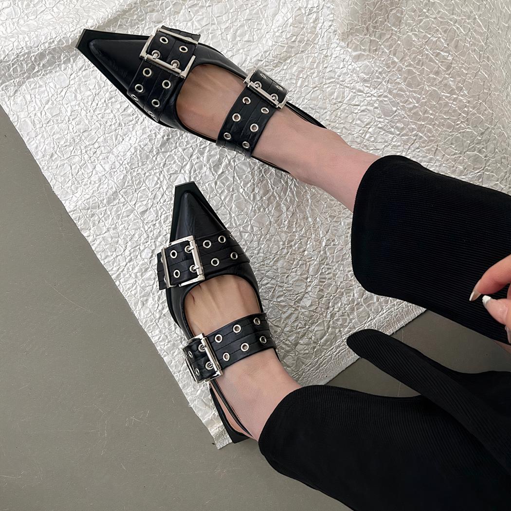 Loafers ballerina med spetsig tå och spännen, bild 2 av 3