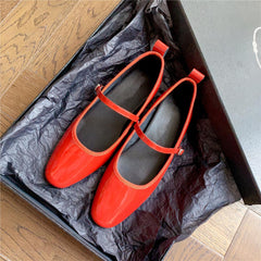 Ballerina loafer i lackläder för dam, Röd