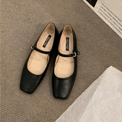 Mary Jane-loafers med fyrkantig tå, Svart