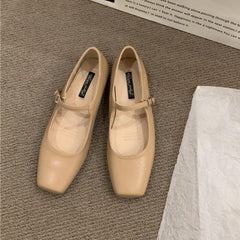 Mary Jane-loafers med fyrkantig tå, Beige