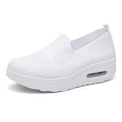 Mjuka andningsbara loafers i tyg för damer, Vit
