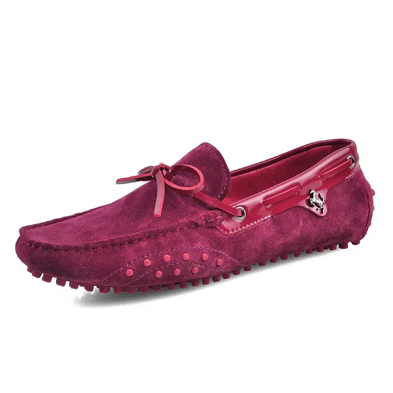 Rosa mockasinloafers i mocka i båtskomodell för herr