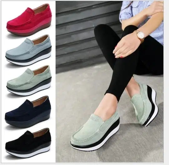 Loafers med kilklack i mocka för dam, bild 6 av 12