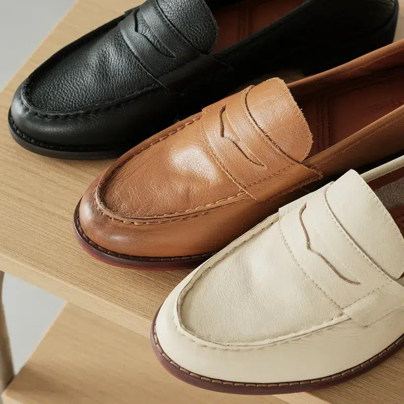 Loafers med blockklack i mjukt läder för kvinnor, bild 6 av 9