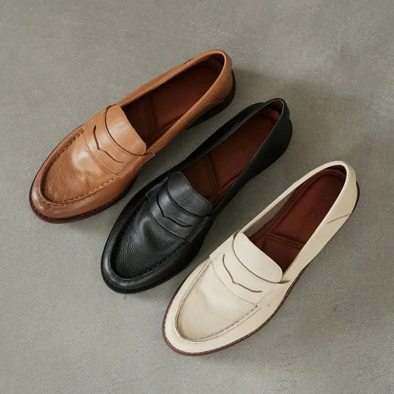 Loafers med blockklack i mjukt läder för kvinnor, bild 7 av 9
