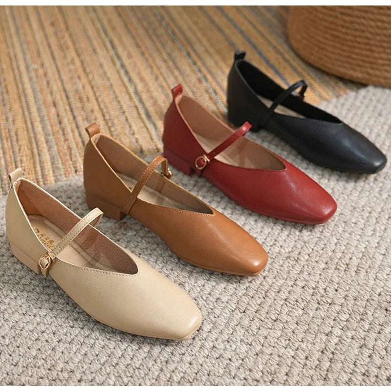 Mary Jane ballerinas med remmar Elegant och retro