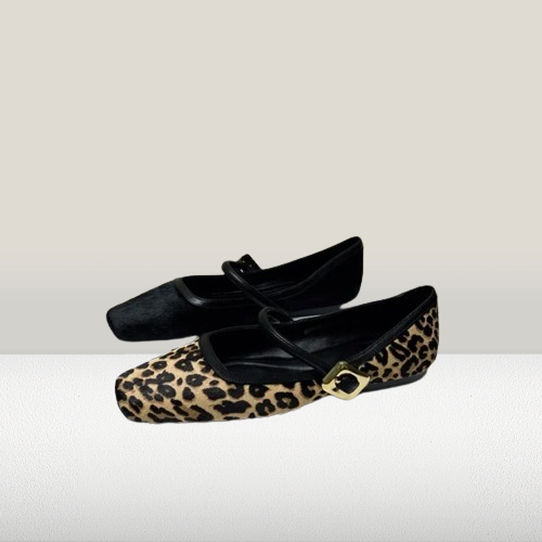 Ballerinaskor med mjuka remmar och leopardmönster, bild 2 av 6